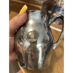 Vintage Reproduction 1968 Silver Plated Creamer Pitcher Burning Tree Club Crest